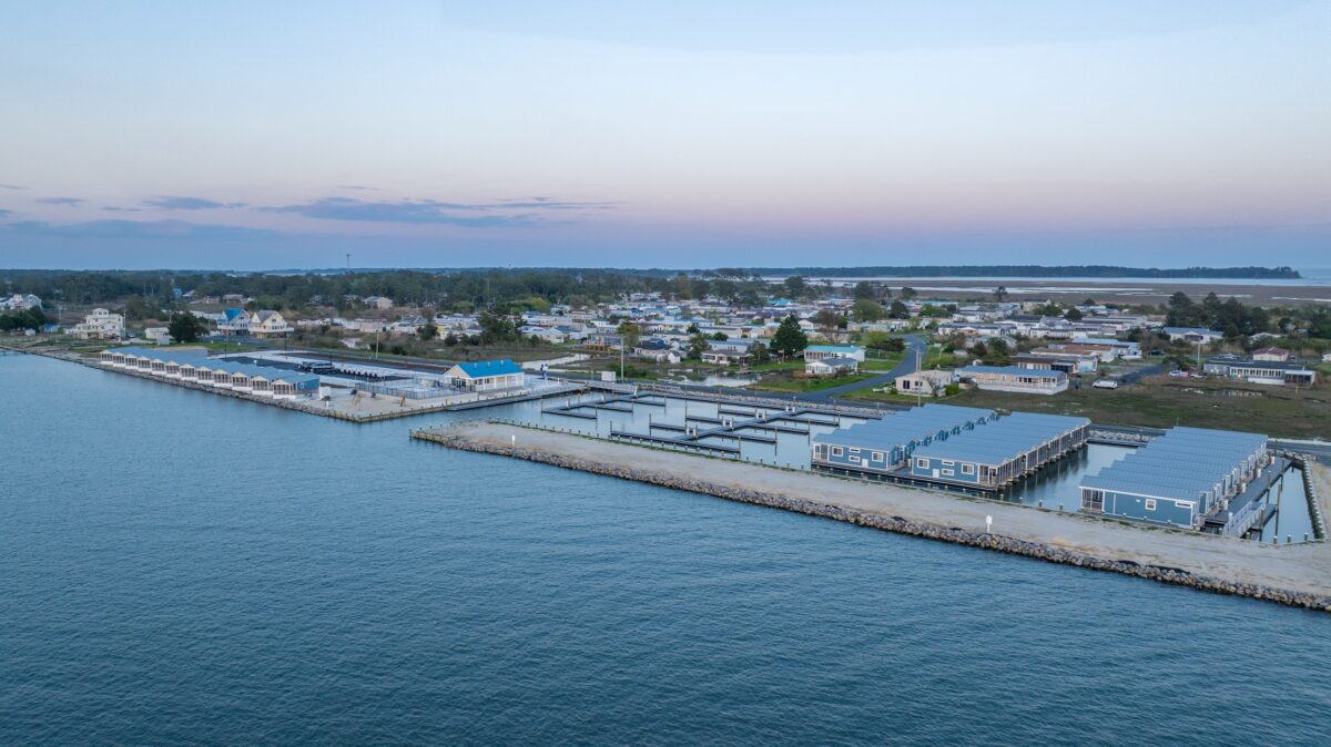 Aerial view of Blufin Bungalows & Marina